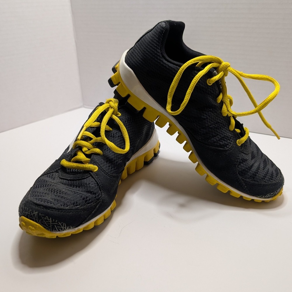 Reebok RealFlex Transition 3.0 Kids Running Shoes Black Yellow V47565 Size 3.5Y